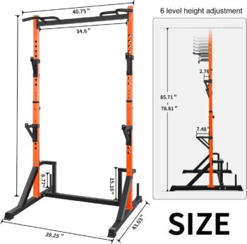 CANPA Multifunction Power Rack with Pull up Bar, Heavy Capacity and Adjustable Squat Stand Rack for Home Gym Equipment, Power Rack Cage