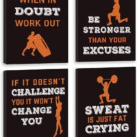 CHDITB Gym Wall Art For Home Decor, Inspirational Gym Art Prints, Set Of 4(12”x16”) Fitness Workout Posters For Men, Sport Painting For Training Weight Gym Room Decor(Brown)