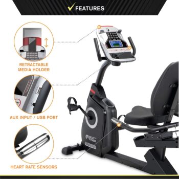 Circuit Fitness Recumbent Magnetic Exercise Bike with 15 Workout Programs, LCD and Heart Rate Monitor