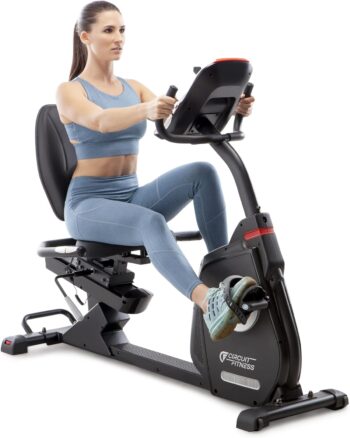 Circuit Fitness Recumbent Magnetic Exercise Bike with 15 Workout Programs, LCD and Heart Rate Monitor