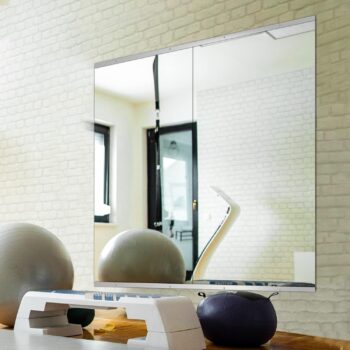 Delma Home Gym Mirror, 48''x24''x2PCS, Large Full Body Mirror for Yoga, Glass Frameless Mirror for Wall Mounted, Wall Mirror for Home Gym, Garage, Bedroom, Bathroom (Glass - 48''x24'' - 2PCS)