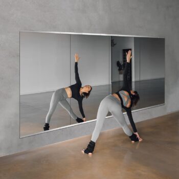 Delma Home Gym Mirror, 48''x24''x2PCS, Large Full Body Mirror for Yoga, Glass Frameless Mirror for Wall Mounted, Wall Mirror for Home Gym, Garage, Bedroom, Bathroom (Glass - 48''x24'' - 2PCS)