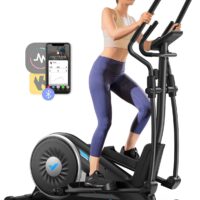 Elliptical Machine Cross Trainer with Optional Exclusive MERACH App, Doubled HED Drive System Elliptical Training Machines for Home Use, 16-Level Magnetic/Electromagnetic Resistance, E09