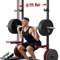 FLYBIRD Squat Rack with Pull-Up Bar, Adjustable Multi-Functional Power Rack, Inner Width Squat Rack Stand Suitable for 6FT,7FT Barbell for Home Gym Equipment