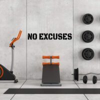 Fairwinds Design - No Excuses 4’ Long Gym Wall Vinyl Decal - Inspirational Workout Wall Quote for Gym and Fitness Center (Black)
