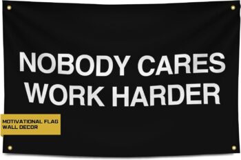 Gold Trident Nobody Cares Motivational Gym Banner - Inspire Your Workout with this Banner - Perfect Fitness Wall Decor for Gym, Dorm - Stay Motivated with Cool Motivation Art - 3x5 Feet
