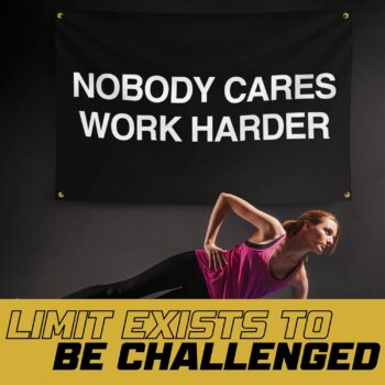 Gold Trident Nobody Cares Motivational Gym Banner - Inspire Your Workout with this Banner - Perfect Fitness Wall Decor for Gym, Dorm - Stay Motivated with Cool Motivation Art - 3x5 Feet