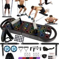 HOTWAVE Portable Exercise Equipment with 16 Gym Accessories.20 in 1 Push Up Board Fitness,Resistance Bands with Ab Roller Wheel,Full Body Workout at Home,Patent Pending