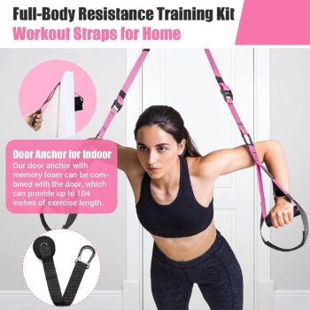 Home Resistance Training Kit, Resistance Trainer Exercise Straps with Handles, Door Anchor and Carrying Bag for Home Gym, Bodyweight Resistance Workout Straps for Indoor & Outdoor