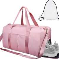 ICEIVY Gym Duffle Bag Dry Wet Separated Gym Bag Sport Duffle Bag Training Handbag Yoga bag with Extra Drawstring Backpack (pink) Large
