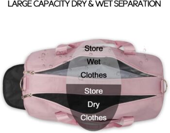 ICEIVY Gym Duffle Bag Dry Wet Separated Gym Bag Sport Duffle Bag Training Handbag Yoga bag with Extra Drawstring Backpack (pink) Large