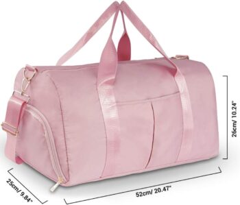 ICEIVY Gym Duffle Bag Dry Wet Separated Gym Bag Sport Duffle Bag Training Handbag Yoga bag with Extra Drawstring Backpack (pink) Large