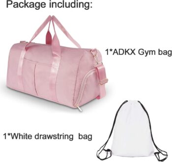 ICEIVY Gym Duffle Bag Dry Wet Separated Gym Bag Sport Duffle Bag Training Handbag Yoga bag with Extra Drawstring Backpack (pink) Large