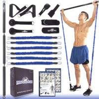 INNOCEDAR Home Gym Bar Kit with Resistance Bands,Portable Gym Full Body Workout,Adjustable Pilates Bar System,Safe Exercise Weight Set,Home Exercise Equipment for Men&Women- Muscle&Fitness