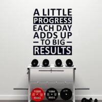 Inspirational Wall Stickers, Office Wall Decals, (Easy to Install), Wall Decor Quotes Teamwork Gym Garage School Classroom Bedroom, Fitness Sports Workout Running Exercise Motivational, Women Men Positive Poster Family Sayings Signs Art Home Vinyl Decorative, A Little Progress Each Day 15"X18"