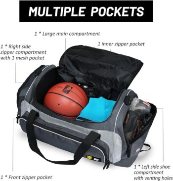 MIER Large Duffel Bag Men's Gym Bag with Shoe Compartment, 60L