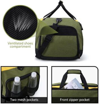 MIER Large Gym Bag for Men with Shoes Compartment Mens Lightweight Sports Travel Duffle Bags for Workout Fitness Weekender, 60L, Army Green