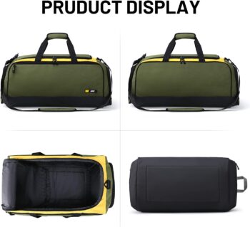 MIER Large Gym Bag for Men with Shoes Compartment Mens Lightweight Sports Travel Duffle Bags for Workout Fitness Weekender, 60L, Army Green