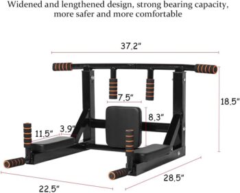 NEWAN Pull Up Bar Wall Mounted Chin Up Bar Multi-Grip Full Body Strength Training Workout Dip Bar,Power Tower Set Support to 440Lbs