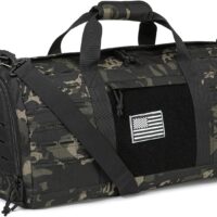 QT&QY 40L Military Tactical Duffel Bag For Men Sport Gym Bag Fitness Tote Travel Duffel Bags Training Workout Bag With Shoe Compartment Basketball Football Weekender Bag