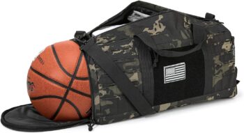 QT&QY 40L Military Tactical Duffel Bag For Men Sport Gym Bag Fitness Tote Travel Duffel Bags Training Workout Bag With Shoe Compartment Basketball Football Weekender Bag