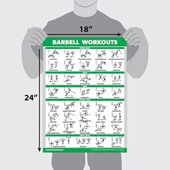 QuickFit 3 Pack - Dumbbell Workouts + Bodyweight Exercises + Barbell Routine Poster Set - Set of 3 Workout Charts