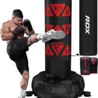 RDX XXL 330LBS Target Freestanding Punching Bag with Cover & Gloves – 72” Adult Heavy Pedestal Punch Bag Set - 17 Suction Cup 8 Extended Legs Stand Base - Kick Boxing MMA Muay Thai Home Gym Fitness