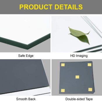 Ruomeng Gym Mirrors 12 Inch x 12Pcs Wall Mounted Mirror Glass Frameless Full Length Mirror Tiles for Home Gym, Bedroom, Door & Bathroom