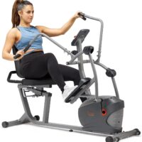 Sunny Health & Fitness Compact Performance Recumbent Bike with Dual Motion Arm Exercisers, Quick Adjust Seat & Optional Exclusive SunnyFit App Enhanced Bluetooth Connectivity