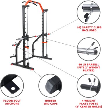 Sunny Health & Fitness Premium Squat Smith Machine Power Rack