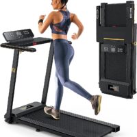 UREVO Portable Folding Treadmills for Home, Max 3.0 HP Running Walking Treadmill with 12 Pre Set Programs and Wider Tread Belt, Adjustable Display, Pause Detection