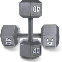 WF Athletic Supply Cast Iron Solid Hexagon Gray Dumbbells, Strength Training Free Weights Set of 2 for Women and Men, Hand Weights Sold by Pairs, from 1 to 120 LBS, Multi-Select Size Options Available