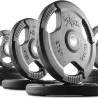 XMark Olympic Plates, Pairs and Sets, Olympic Weight Plates, Rubber Coated Olympic Weight Plate Set, Olympic Barbell Weight Set for Home