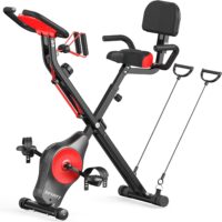 YYFITT 3-In-1 Exercise Bikes for Home | Folding Stationary Bike with Arm Workout Bands - 16 Levels Magnetic Resistance - Indoor Excersize Bike with Thick and Comfortable Seat, Hand Pulse and Phone/Tablet Holder…