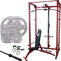 Best Fitness BFPRLATP5 Power Rack Package with Olympic Weights