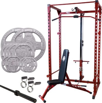 Best Fitness BFPRLATP5 Power Rack Package with Olympic Weights