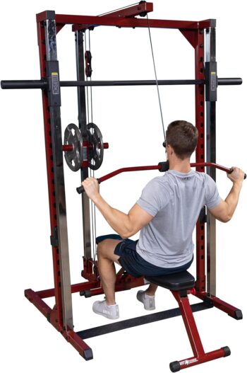 Best Fitness BFSM250P4 Smith Machine Package with LAT Attachment and Bench