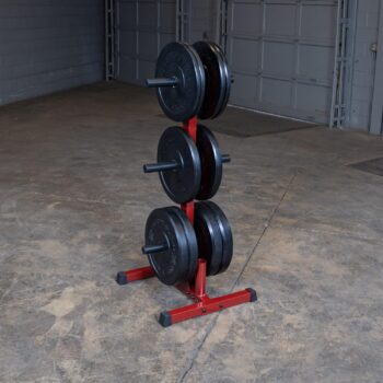 Best Fitness BFWT10 Olympic Plate Tree and Bar Holder, Red