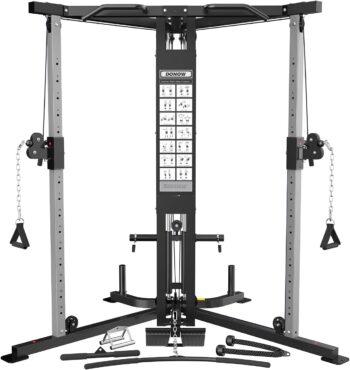 DONOW Cable Crossover Machine, Cable Fly Machine Home Gym System Workout Station with Dual Pulley System Pull-Up Bar Cable Bar and LAT Pull Down System