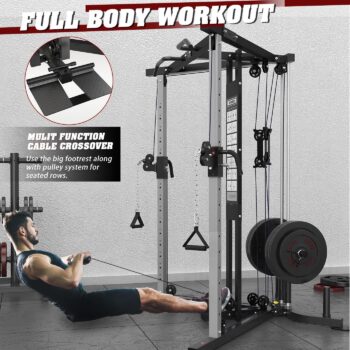 DONOW Cable Crossover Machine, Cable Fly Machine Home Gym System Workout Station with Dual Pulley System Pull-Up Bar Cable Bar and LAT Pull Down System