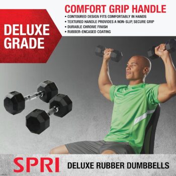 Dumbbells Hand Weights Set of 2 - Rubber Hex Chrome Handle Exercise & Fitness Dumbbell for Home Gym Equipment Workouts Strength Training Free Weights for Women, Men