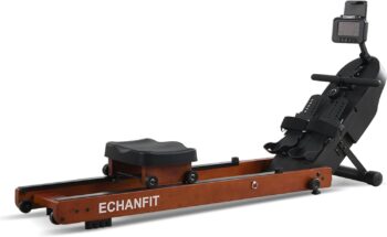 ECHANFIT Wood/Magnetic Rowing Machine with Dual/Single Track Design, LCD/Race Monitor, 16 Levels of Resistance for Home/Office Exercise Fitness, Optional Bluetooth Function and Free Apps