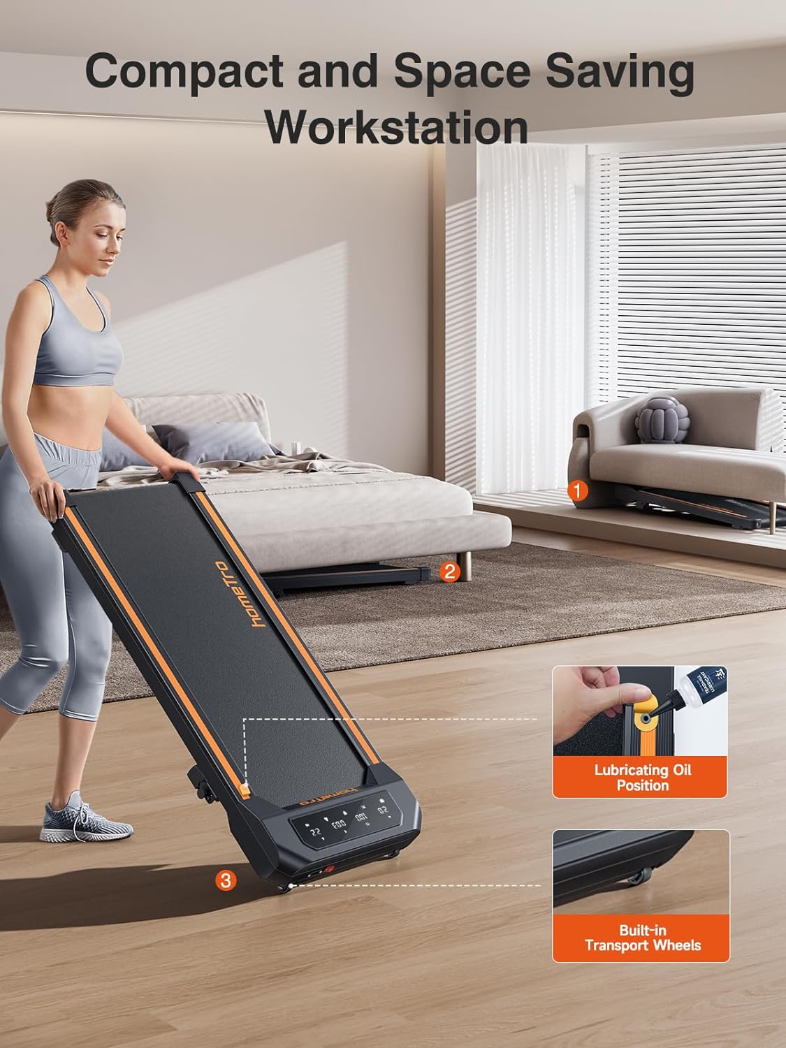 thumbnail image 2 of Walking Pad Laufband Für Zuhause - Treadmill Mit 5% Steigung With Incline For Home Office Büro Laufbänder Unter Desk Mini Klein Tragbares Gehband... 2 of 9