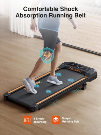 HomeTro 2.5HP Walking Pad with Incline, Compact Treadmill for Home/Office, Portable Under Desk Treadmills 300lbs for Jogging/Running, with LED Display/APP&Remote Control/Handy Lube Hole, Assembly Free