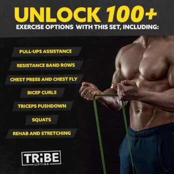 Long Resistance Bands for Working Out Men and Women - Set of 5 Pull-Up Bands, Rubber Handles and Door Anchor - Workout Bands Resistance for Men - Exercise Bands Resistance Bands Set