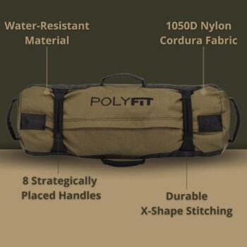 Polyfit Classic Sandbag - Heavy Duty Workout Sandbag for Fitness with 8 Gripping Handles for Sand Bag Weight Training - Multiple Colors & Sizes
