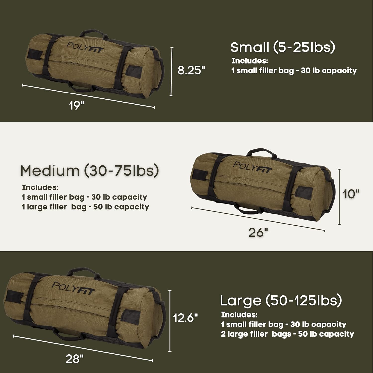thumbnail image 2 of Sand Bag Workout Bag Polyfit Adjustable Kettlebell Sandbag - 30lb Or 45lb Capacity (Sand Not Included) Arm Weights For Women 2 of 12
