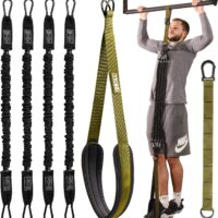 Pull Up Assistance Bands Set - 4 Heavy-Duty Pull Up Bands, Height Adjustable Strap & Comfortable Foot Strap - Stackable Pull Up Resistance Bands for Pull Ups - Pull Up Assist Bands