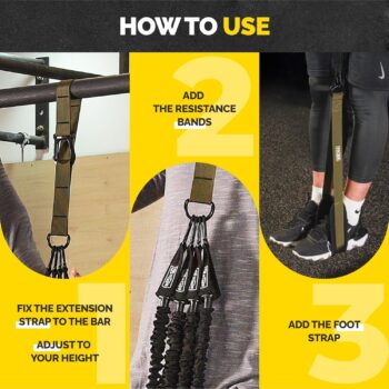 Pull Up Assistance Bands Set - 4 Heavy-Duty Pull Up Bands, Height Adjustable Strap & Comfortable Foot Strap - Stackable Pull Up Resistance Bands for Pull Ups - Pull Up Assist Bands