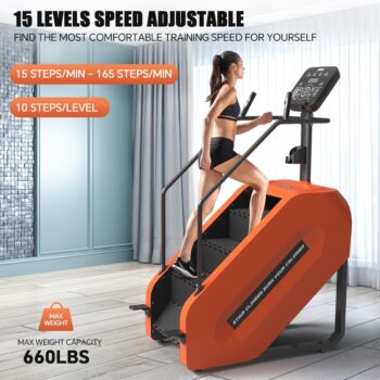 SPART Stair Stepper with LED Screen, Commercial Grade Stepmill Exercise Machine, 15 Speed Levels Stair Climber Stepping Machine for Cardio and Lower Body Workouts, 660LBS Capacity, 15-164 Steps/Minute